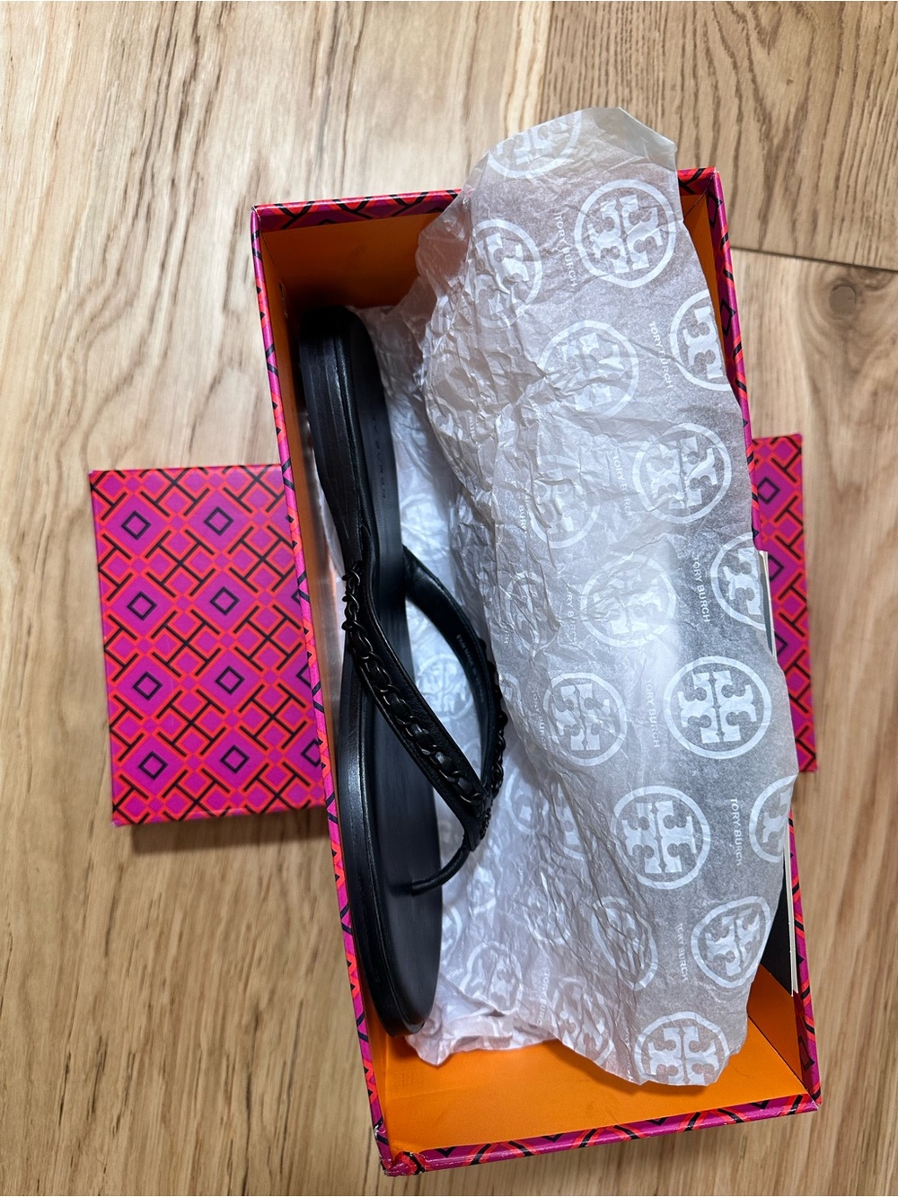 Tory Burch Black Logo Thong Sandals - Picture 6 of 8